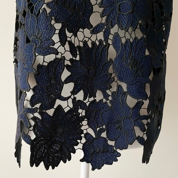 NWOT Anthropologie Postmark | Blue/Black Koria Embroidered Lace Sleeveless Top - Picture 7 of 14